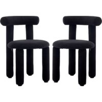 Sillas de Comedor Juego de 2 de Lana Sintética Modernas sin Brazos Elegantes Sillas de Esquina para el Hogar Cocina Sala de Estar, Negro, Wahson