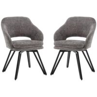 Juego de 2 Sillas de Comedor de Chenilla Tapizadas Sillas Giratorias de Ocio con Respaldo para Cocina Salón, Gris, Wahson