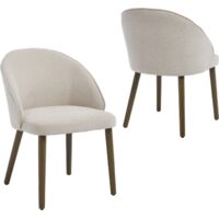 Sillas de Comedor 2Pcs en Chenilla Acolchada Estilo Rústico Retro Sillas de Cocina Vintage con Patas de Madera para Salón o Restaurante, Beige