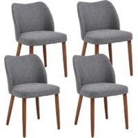 CHAIRUS Sillas de Comedor Juego de 4 en Lino Cocina Rústica Retro con Patas de Madera para Salón o Restaurante, Gris