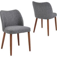 CHAIRUS Sillas de Comedor Juego de 2 en Lino Cocina Rústica Retro con Patas de Madera para Salón o Restaurante, Gris