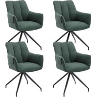 Wahson Sillas de comedor Juego de 4 Sillas, Moderna Silla de Tela, Silla de Mesa con Brazos, Sillas de comedor giratoria 360° para Salón/Restaurante, Verde