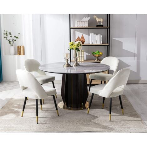 Juego de 2 Sillas de Cocina Tapizadas en Terciopelo con Respaldo Hueco para Comedor Salón Restaurante, Beige, Wahson