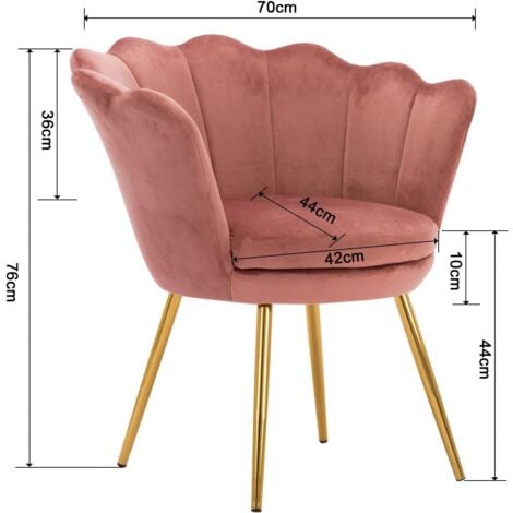 Poltrona Imbottita Poltroncina Salotto con Gambe Dorato Sedia da Salotto per Camera da Letto, Velluto, Rosa Scuro, Wahson