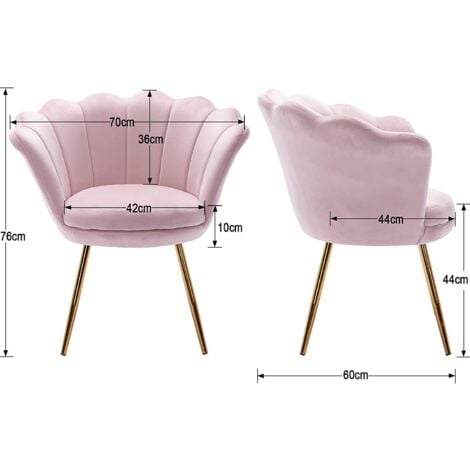 Poltrona Imbottita Poltroncina Salotto con Gambe Dorato Sedia da Salotto per Camera da Letto, Velluto, Rosa Chiaro