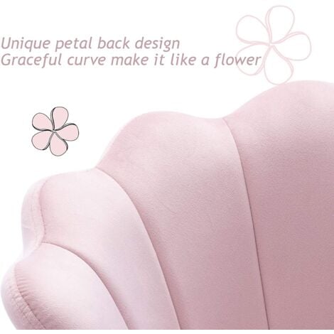 Poltrona Imbottita Poltroncina Salotto con Gambe Dorato Sedia da Salotto per Camera da Letto, Velluto, Rosa Chiaro