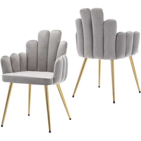 Wahson Set di 2 Sedie da Pranzo Moderne in Velluto Sedie da Cucina con Gambe in Metallo per Soggiorno, Grigio