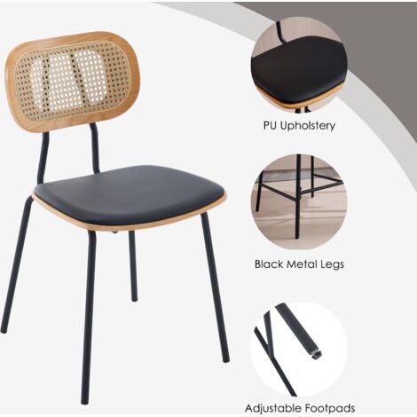 Set Di 2 Sedie Da Pranzo In Rattan Sintetico PE Con Gambe In Metall - Nero, Imbottite, Per Interni/Esterni - Foto 12