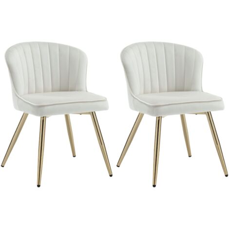 Set di 2 Sedie da Pranzo in Velluto Sedie da Cucina Moderne Sedie da Salotto Imbottite con Gambe in Metallo per Soggiorno, Beige