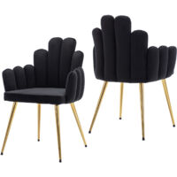 Wahson Sedie Set di 2, Moderne Sedie da Pranzo in Velluto, Sedie da Cucina con Gambe in Metallo per Soggiorno, Nero