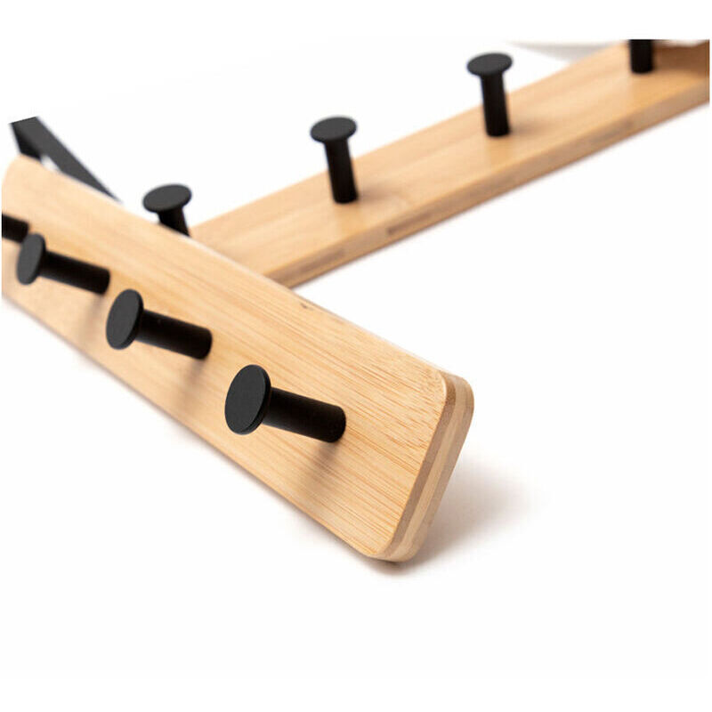 Trhaken zum Aufhngen, 5 Haken, Bambus-Holzgarderobe zur Aufbewahrung von  Mnteln, Jacken, Bademnteln, Handtaschen