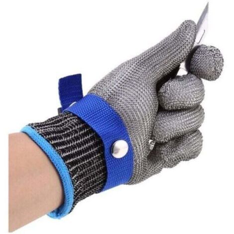 Metzgerhandschuh aus kettenhemdbeständigem Edelstahl, Blau, Hochleistungsschutz der Stufe 5, XL, DOLASO (1/4)