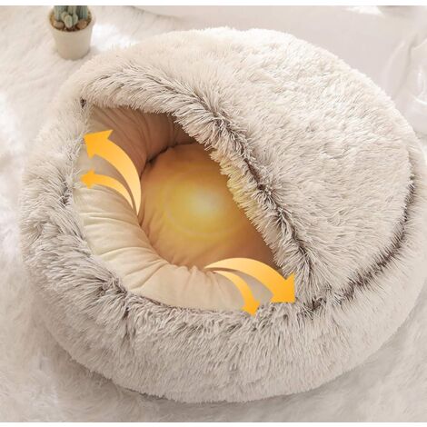 Beruhigendes Katzenbett & Hundebett, 100 Cm, Flauschiges Teddy-Fleece – Wasserdicht, Waschbar, Für Tiere Bis 11,3 Kg, Angstlösend