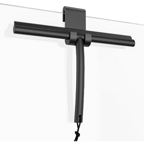 Duschabzieher für Dusche, Badezimmer, Fliesen, Spiegel, Fenster, ohne Bohren, magnetische Halterung, selbstklebend, elegantes, modernes Design (20 cm, schwarz) (1/5)