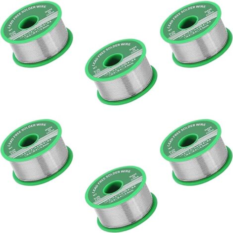 6 Stück Lötzinn, bleifreies Zinn mit Kolophoniumkern, Lötzinn mit Flussmittel, Lötdraht für elektronische elektrische Lötkomponenten, Reparatur und Heimwerken (0,8 mm, 20 g) (1/5)