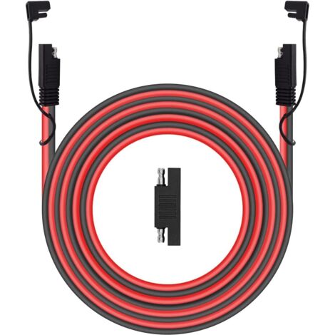 SAE-Kabel 12 V-24 V, SAE-Verlängerungskabel, SAE-auf-SAE-Verlängerungskabel, SAE-Schnellverbindungs-Verbindungskabel + SAE-Solarpanel-Buchse für Motorräder, Autos (300 cm, 16 AWG) (1/5)