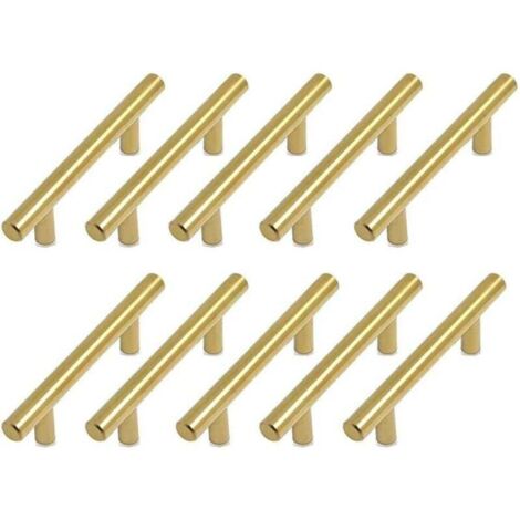 Packung mit 10 Küchenschrankgriffen, goldener Schrankgriff, 128 mm, Messing, Küchentürgriff, Schubladengriffe (1/5)