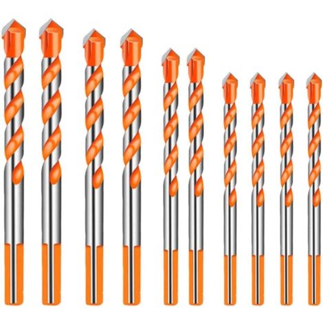 10 Stück Mauerwerksbohrer, Bohrer für Fliesen, professionelle Bohrer, Fliesenbohrer-Set 6 mm/8 mm/10 mm/12 mm (1/5)