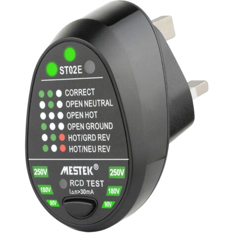 Steckdosentester, RCD Automatischer Neutralleiter-Erdungsdraht-Teststromkreis-Polaritätsdetektor-Ausgangstester (EU-Stecker) (1/5)