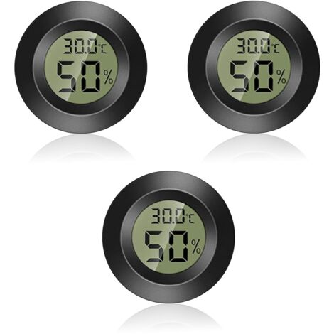 DOLASO Thermometer – Mini-Hygrometer, Mini-Hygrometer-Thermometer, Mini-Digital-Hygrometer, rundes Thermometer, Innen-Außen-Thermometer, -50 °C +70 °C (3 Stück) (1/5)