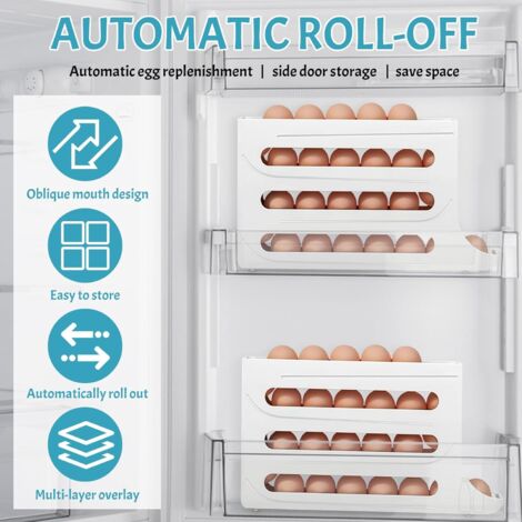 Automatischer Eierspender Für Kühlschrank – Platzsparende Eierbox Für 12-13 Eier, Mit Rollbahn, Transparent, Leicht Zu Reinigen