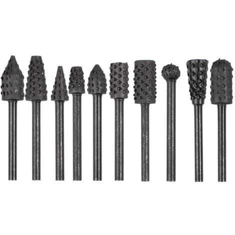 10 stücke 1/8'' Schaft Dreh Grat Raspel Set Stahl Holz Carving Datei Raspel Bohrer Bits Fit Für Dreh Werkzeuge für DIY Holzbearbeitung (1/5)
