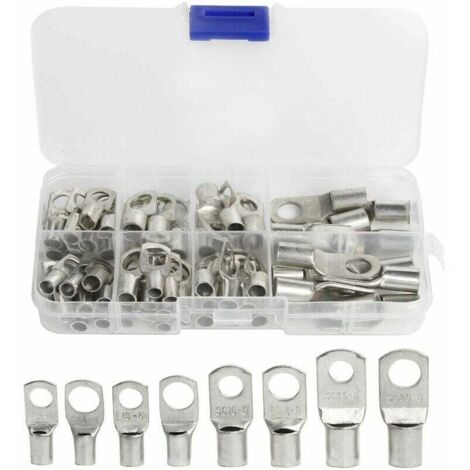 60 Stück elektrische Anschlüsse, Bolzenloch, verzinntes Kupfer, SC-Crimp-/Lötanschlüsse für 6 m, 8 m, 10 m, 16 m, 25 m Kabel, Silber (1/5)