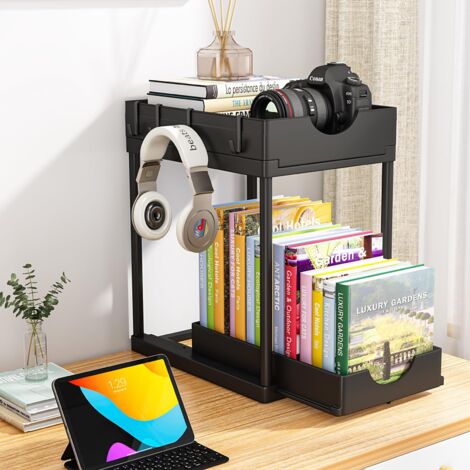 DOLASO Unterspüle-Regal, Set mit 1 Aufbewahrung für die Küche unter der Spüle, 1 Unterschrank-Regal, Küchenspüle-Organizer mit 4 Edelstahlrohren, für Waschküche, Möbel, Badezimmer – Schwarz (1/5)