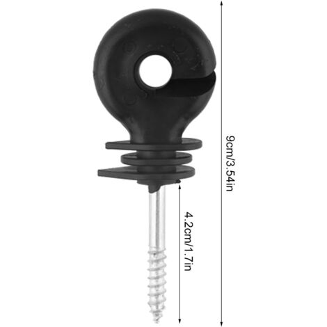 Lot De 100 Isolateurs à Visser Pour Clôture électrique - Noir, Filetage 6mm, Pour Poteaux En Bois - 2