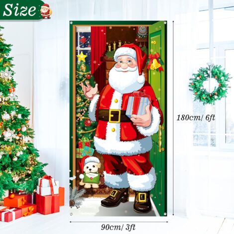 ForHome Weihnachtstür-Dekoration Mit Weihnachtsmann – 185x90 Cm | Aus Reißfestem Fahnentuch, Inkl. Aufhängeseil