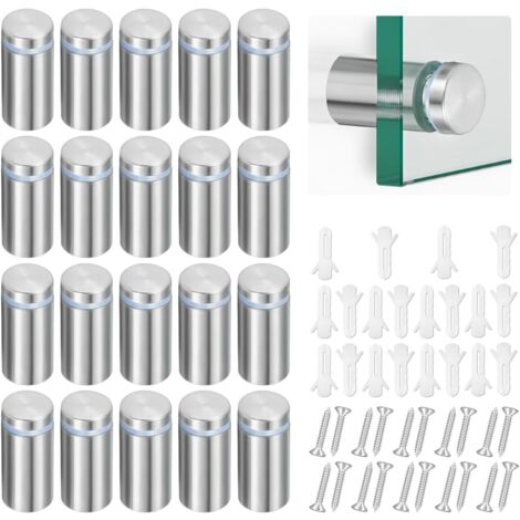20 Stück Edelstahl-Glaswandabstandshalter, Werbeschrauben, Plattenhalterung, Abstandsschrauben, Nagel-Werbeabstandshalter, dekorative Schrauben zur Befestigung von Spiegel, Glas, DOLASOylic-Poster (1/5)