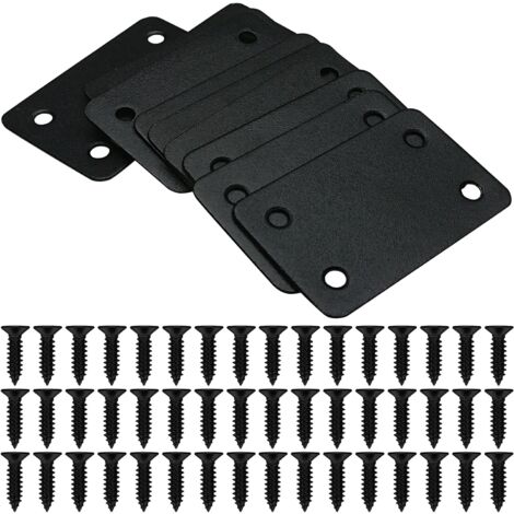 2,4 x 1,5 Zoll flache gerade Halterung aus schwarzem Metall, Reparaturplatten für gerade Halterungen aus Edelstahl, Eckhalterungsbefestigung für Möbel, Holz, Regale, Schränke, 12er-Pack (1/4)