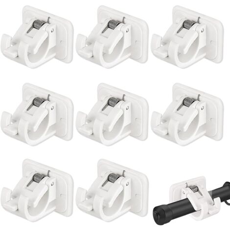 8er-Set Gardinenhalter ohne Bohren, Gardinenstangenhalter ohne Bohren, selbstklebende Stangenhalterungen, selbstklebende Gardinenstangenhalterung, zum Aufhängen von Vorhängen oder Handtuchstangen aus (1/5)