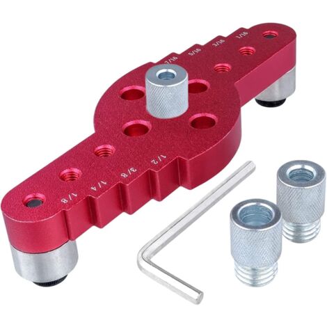 DOLASO Tragbare 2-in-1-Holzlochstanze, Dübellehre, Bohrführung aus Aluminiumlegierung, Holzlochsuchset mit Bohrbuchse (1/5)