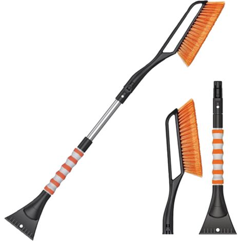 2-in-1-Auto-Frostschaber, Anti-Eis-Rakel mit Teleskopbesen und rutschfestem Griff, Fenster-Enteisung für Winter-Windschutzscheibe, abnehmbare Eis- und Schneeschaufel, SUV-LKW (Orange) (1/5)