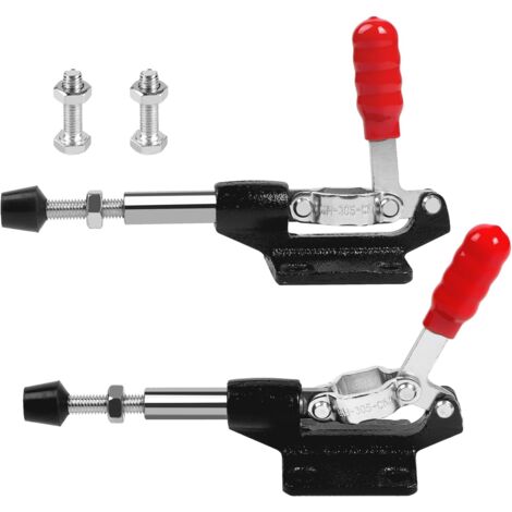 DOLASO 2er-Pack große Druckstangenspanner mit Ersatzschrauben, verstellbare Klemmklemme für Winkelloch-Bohrhilfe, Zimmerei, Schweißen, Schwarz (1/5)