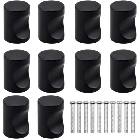 DOLASO 10 Stück schwarze Schubladen-Türgriffe, Möbelknöpfe, einzelne runde Schubladenknöpfe, moderne Türknöpfe, Möbelgriffe für Schrank, Schrank, Küche, Kinderzimmer (1/5)