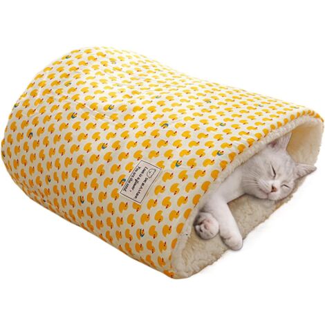 Kuscheliger Katzenschlafsack – Warmes Winterbett Für Katzen & Kleine Hunde, Flauschig Mit Schwanzdesign, Ca. 50x35 Cm