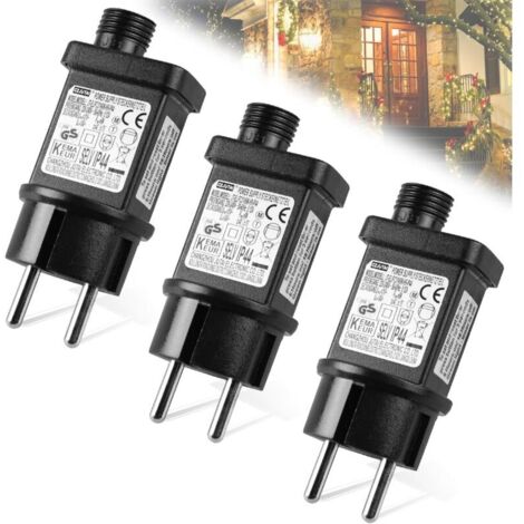 DOLASO LED-Transformator 31V 6W: 3 Stück Blinksteckdose mit Timer-Funktion, wasserdichter IP44-LED-Transformator, Memory-Funktion, 8 Modi, für Weihnachtsbeleuchtung, Lichterketten (1/5)