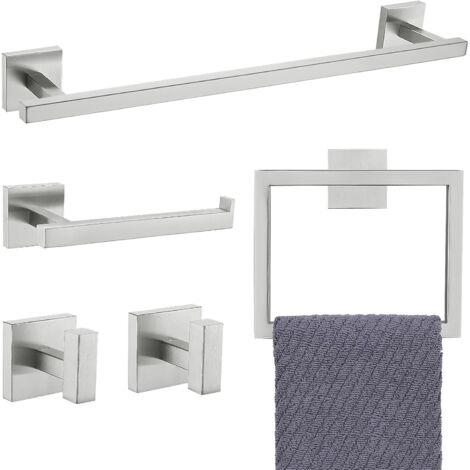 5 toptüten im bad, handtücher an Susanne 304, ein wandhalter aus edelstahl (1/5)