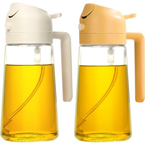 DOLASO 2 Stück 2-in-1-Sprühgerät für Speiseöl, 470 ml, Sprühflasche, Sprühgerät für Speiseöl in Lebensmittelqualität, hochwertiges Ölsprühgerät (weiß und orange) (1/5)