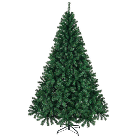 2,13 m künstlicher Weihnachtsbaum, unbeleuchteter Weihnachtsbaum mit 850 Zweigspitzen und stabilem Metallständer für Büro, Zuhause, Geschäft, Party, Feiertagsdekoration, grün (1/5)