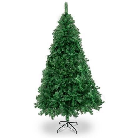 6 Fuß künstlicher Weihnachtsbaum, unbeleuchteter Weihnachtsbaum mit 650 Zweigspitzen und stabilem Metallständer für Büro, Zuhause, Geschäft, Party, Feiertagsdekoration, Grün (1/5)