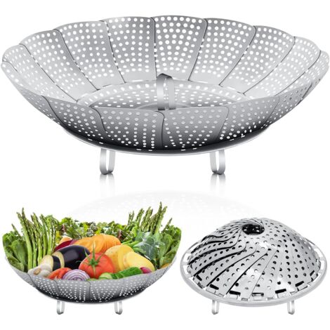 Dampfgareinsatz: Dampfgar-Einsatz für alle Töpfe von 18 bis 27 cm (Dampfgarereinsatz) FüR KochtöPfe GemüSedäMpfer Zusammenklappbar Steamer Insert FüR Alle KochvorgäNge (1/5)