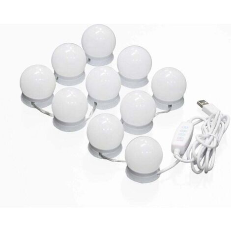 Luce per specchio, kit di luci LED dimmerabili con 10 lampadine Hollywood per specchio cosmetico da bagno, 3 livelli di luminosità (specchio non incluso) (1/4)