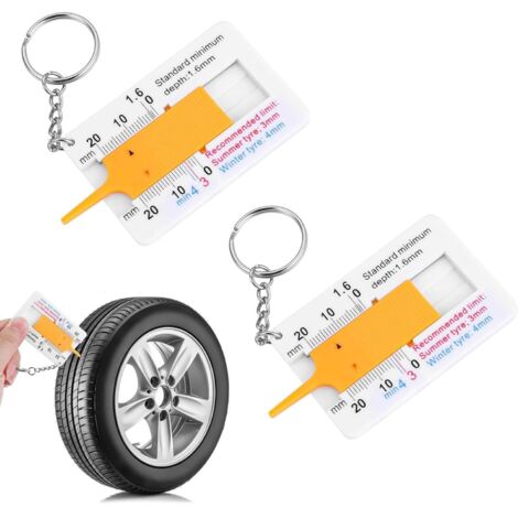 Reifen Profiltiefenmesser, 0-20 mm Kunststoff Tiefenmesser Reifen Messbereich Profilmesser Reifen Tragbar Tiefenmessschieber Profiltiefen-Messgerät, 2 Stück (1/5)