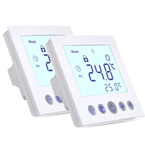 2 Stück Digital Thermostat Kesselthermostate Thermostat Raumthermostat für elektrische und wassergeführte Fußbodenheizung ,Programmierleistung (1/5)