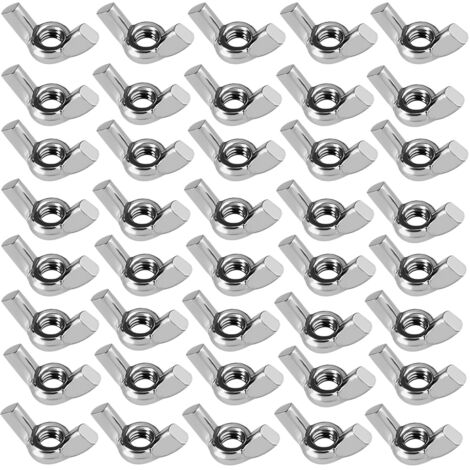 Flügelmutter M6, 120 Stück Schmetterlingsmutter, Hochwertige Flügelmuttern Sortiment Metrische Rostfreie Wing Nut, Flügelmutter Gewindegrößen Hand Schraub Flügelmuttern (1/5)