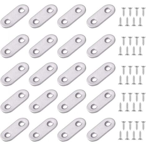 24 pezzi Piastre di fissaggio piatte dritte Staffe di supporto in metallo piatte dritte Piastre Gambe di assemblaggio 16 x 36 mm Staffe di fissaggio piatte per il fissaggio di mobili (1/4)