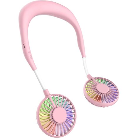 NORCKS Nackenventilator, Tragbarer Ventilator, Rosa Mini-USB-Lüfter, Tragbarer Wiederaufladbarer Nackenventilator, 3-Gang-Wind-Doppelkopf-Luftkühler für Outdoor-Camping (1/5)